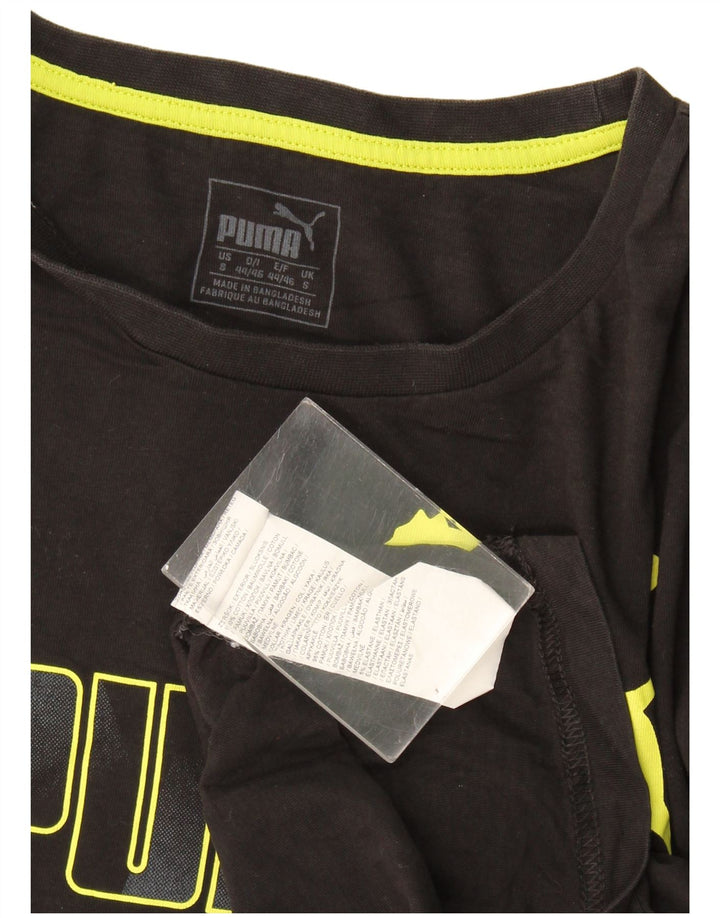 Puma Mens Graphic T-Shirt Top Pequeno Algodão Preto