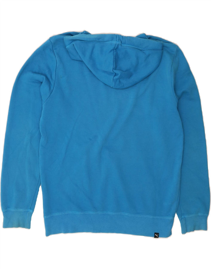 PUMA Mens Graphic Hoodie Jumper Medium Blue Cotton Vintage Puma and Second-Hand Puma from Messina Hembry 