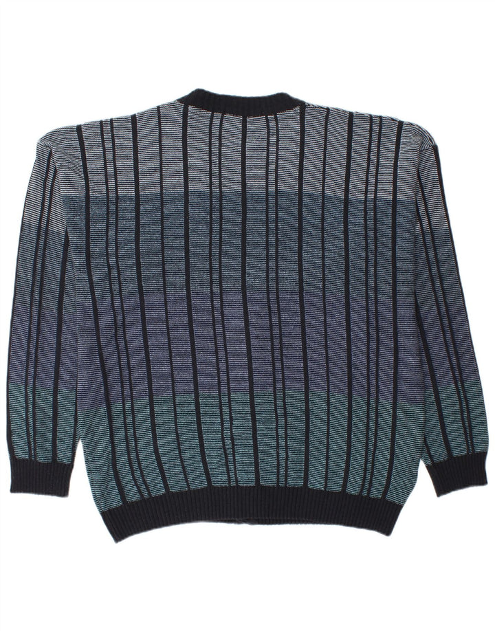 Suéter cardigã masculino Cassan IT 52 grande algodão listrado multicolorido