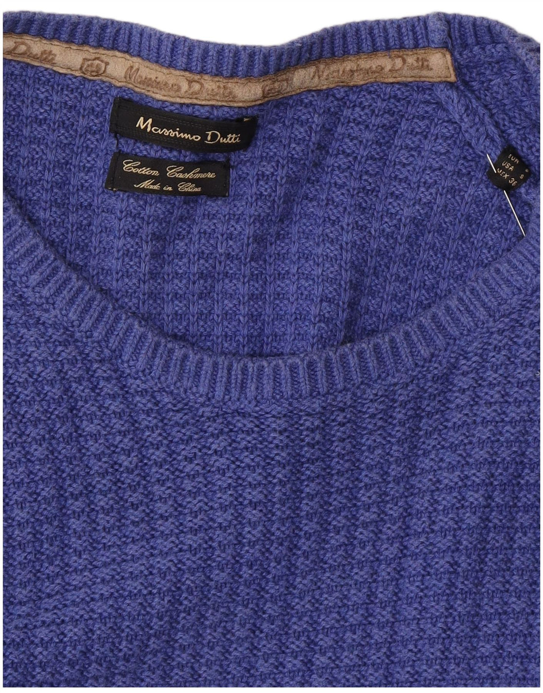 Suéter masculino MASSIMO DUTTI com gola redonda e algodão azul pequeno