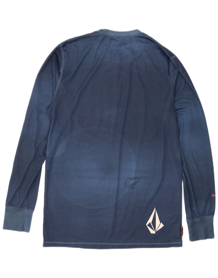 Top gráfico masculino Volcom manga comprida pequeno azul marinho