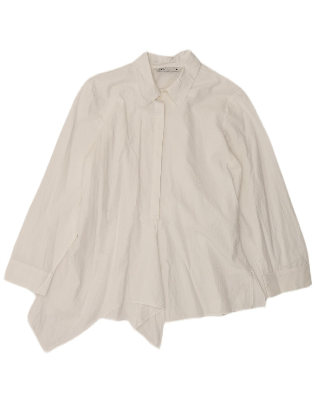 Blusa feminina assimétrica Zara Reino Unido 10 algodão branco pequeno