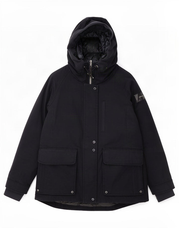 Jaqueta feminina acolchoada com capuz Woolrich Reino Unido 10 algodão azul marinho pequeno