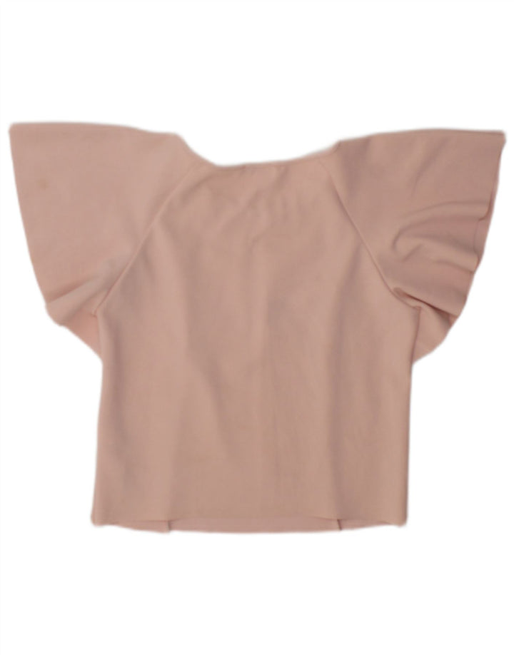 Blusa feminina Zara Crop Batwing Top Reino Unido 10 Pequeno Poliéster Rosa
