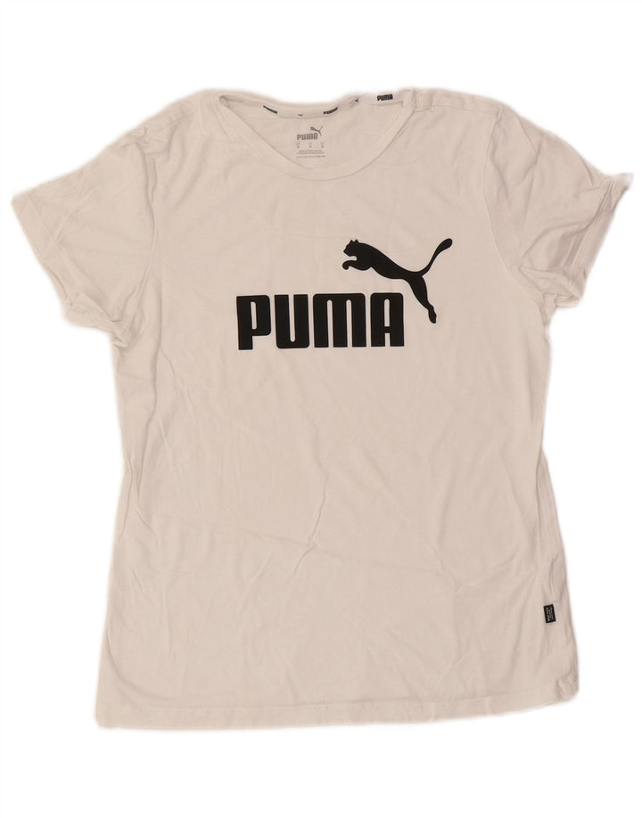 Puma Camiseta Feminina Graphic Top UK 12 Médio Branco