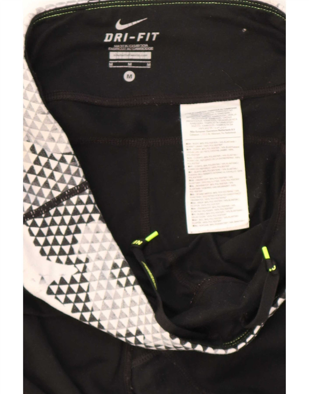 Leggings Nike Dri Fit UK 14 Médio Preto Geométrico Poliéster