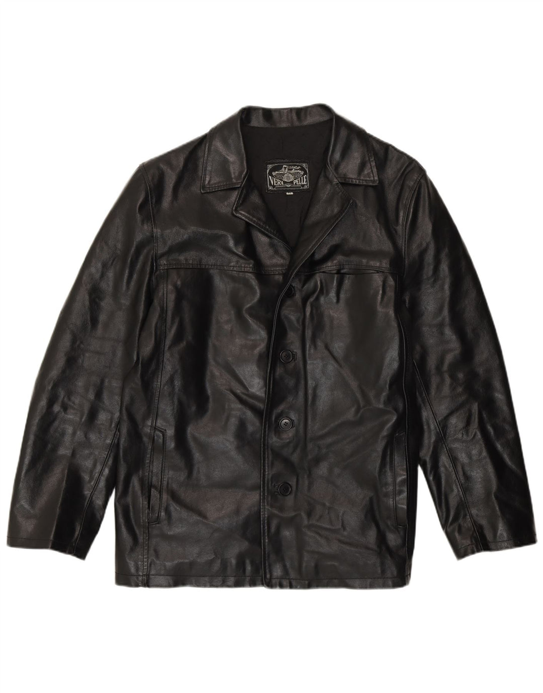 Jaqueta de couro masculina vintage UK 38 couro preto médio