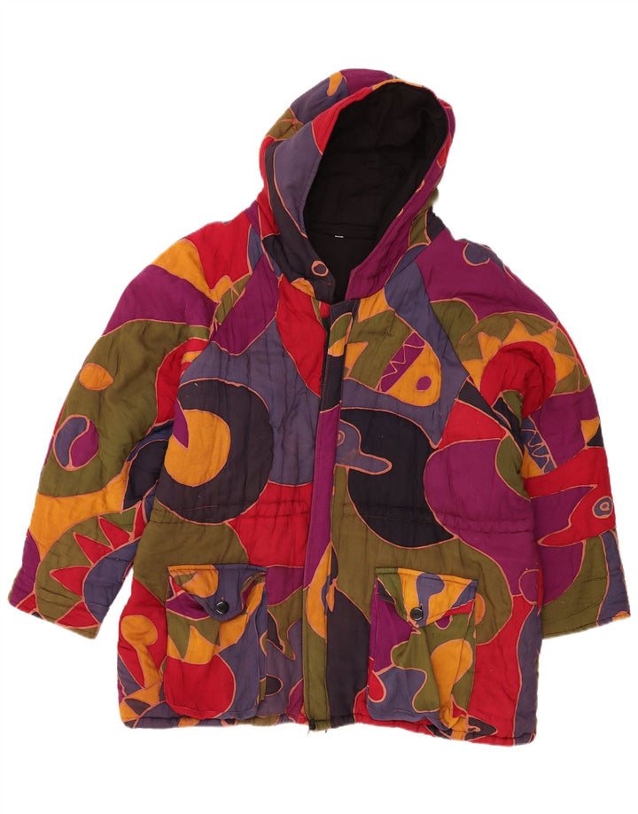 Jaqueta corta-vento feminina vintage com padrão abstrato Reino Unido 16 grande multicolorida