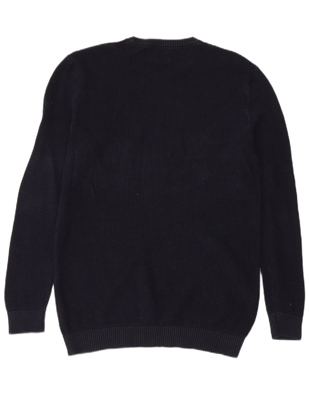 Zara Suéter masculino com gola redonda grande algodão azul marinho