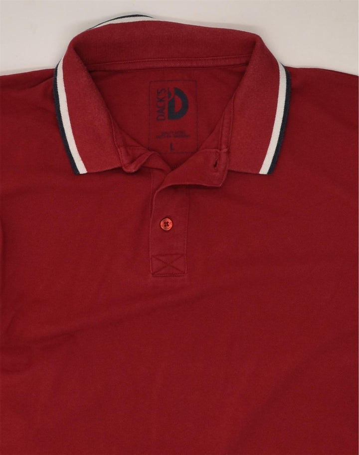 DACK'S Mens Polo Shirt Large Burgundy Cotton | Vintage Dack's | Thrift | Second-Hand Dack's | Used Clothing | Messina Hembry 