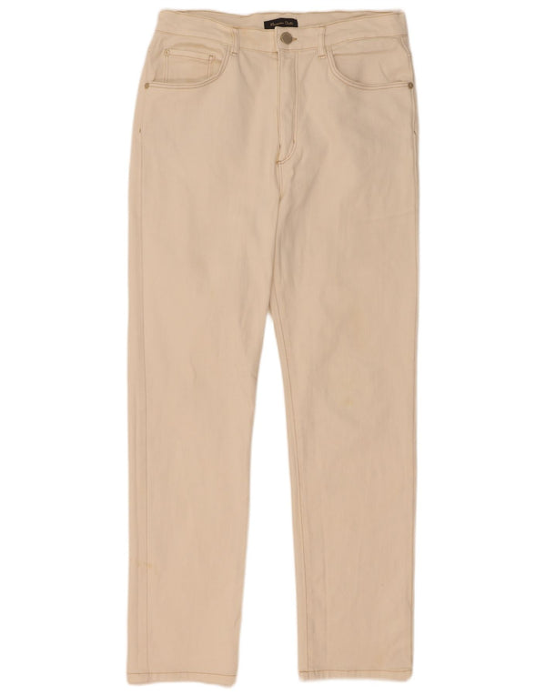 Jeans reto feminino Massimo Dutti EU 40 médio W30 L29 algodão branco