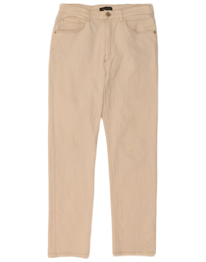 Jeans reto feminino Massimo Dutti EU 40 médio W30 L29 algodão branco