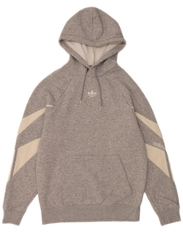 Adidas Mens Hoodie Jumper XS Cinza Colourblock Algodão