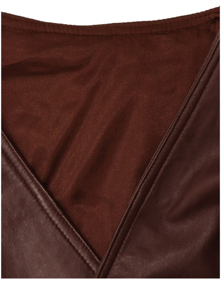 Vintage Mens Leather Waistcoat Large Brown Leather