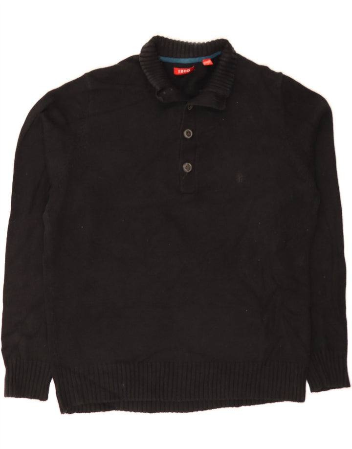 IZOD Mens Polo Neck Jumper Sweater Medium Black Cotton Vintage Izod and Second-Hand Izod from Messina Hembry 