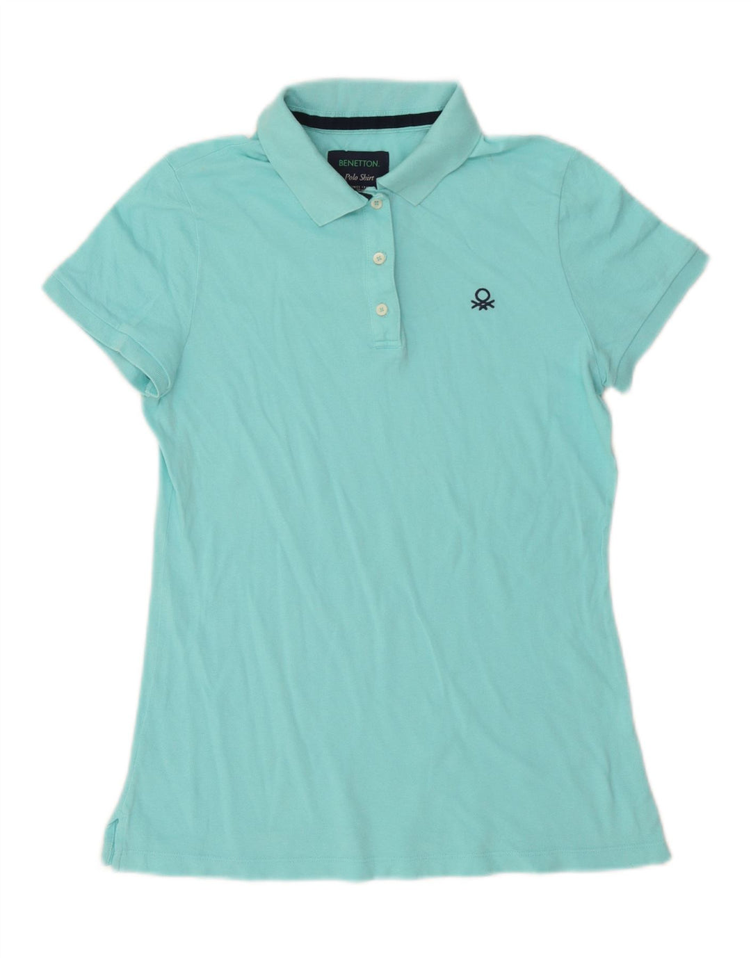 Camisa polo feminina Benetton UK 16 grande turquesa