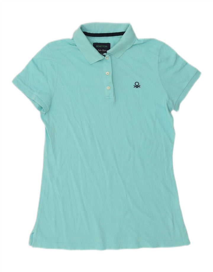 Camisa polo feminina Benetton UK 16 grande turquesa