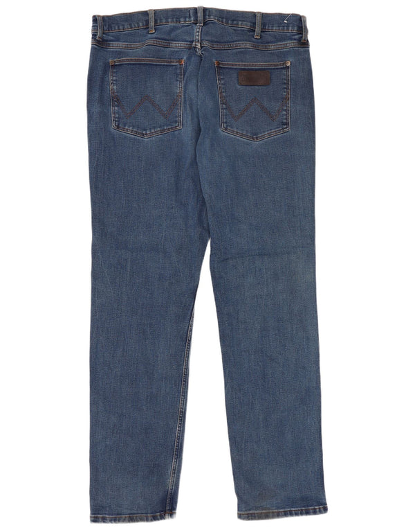 Wrangler Mens Greensboro Straight Jeans W38 L34 Azul Algodão