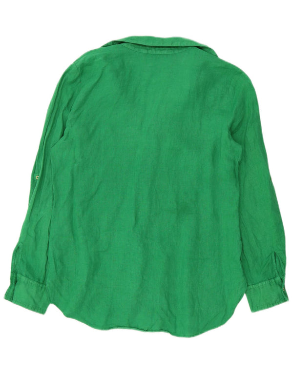 Camisa feminina Zara UK 14 linho verde médio