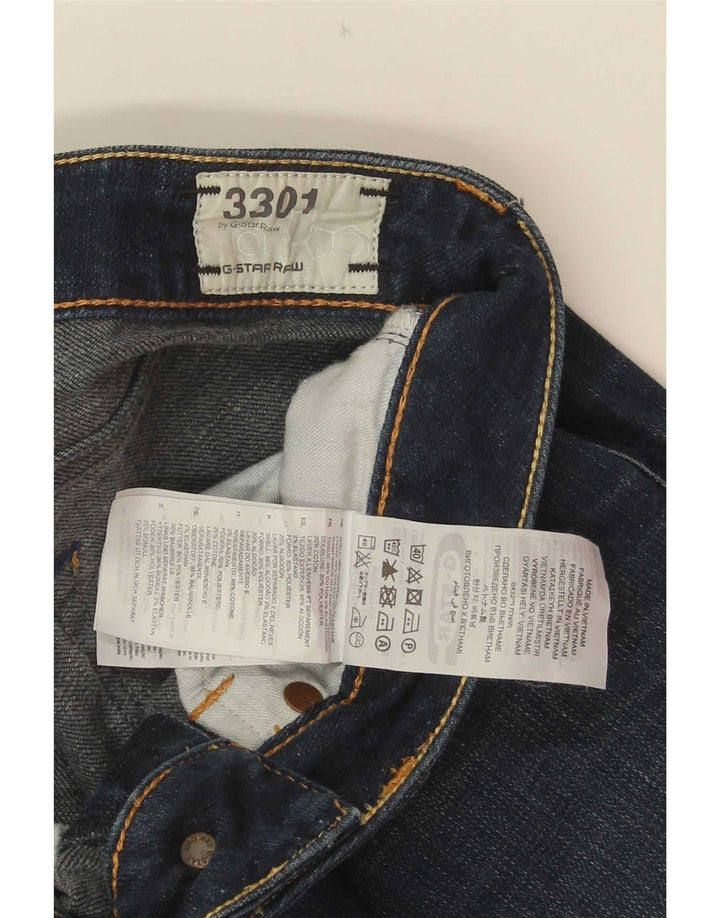 G-Star feminino 3301 jeans slim W26 L32 algodão azul