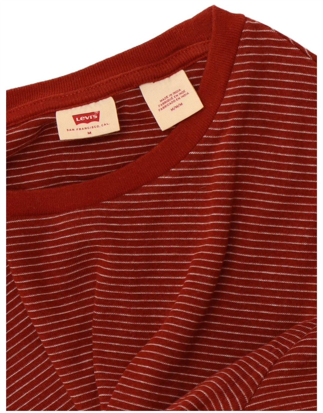 Camiseta feminina LEVI'S UK 12 listrada marrom média