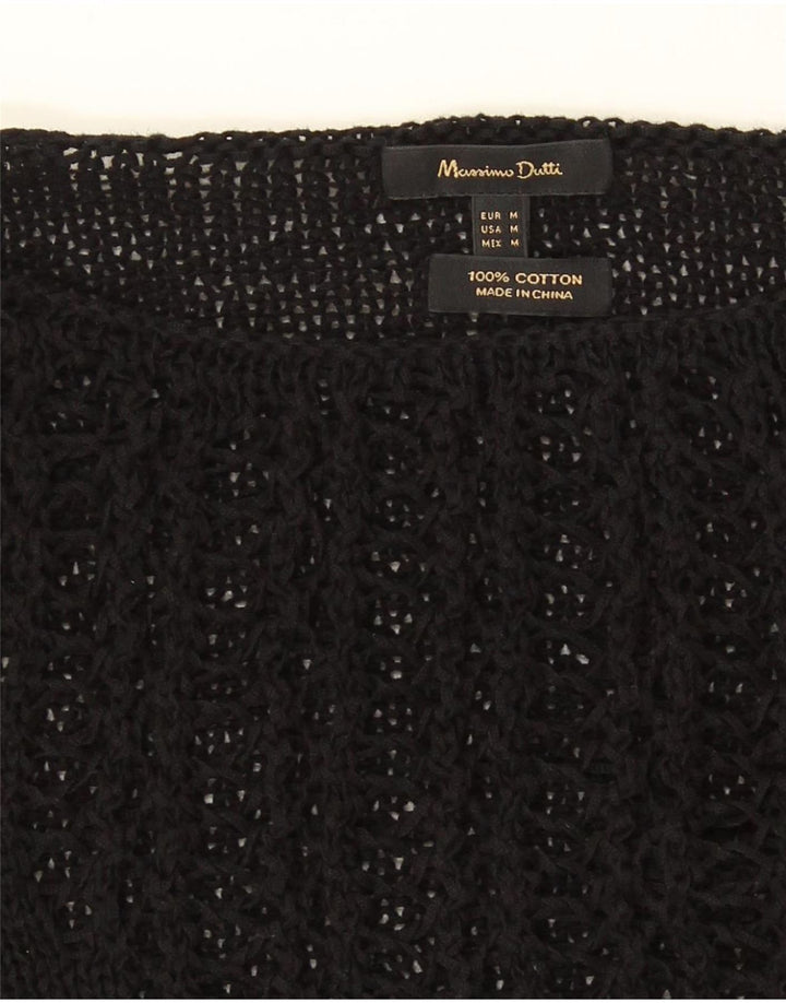 Suéter feminino Massimo Dutti com gola canoa grande Reino Unido 14 médio preto