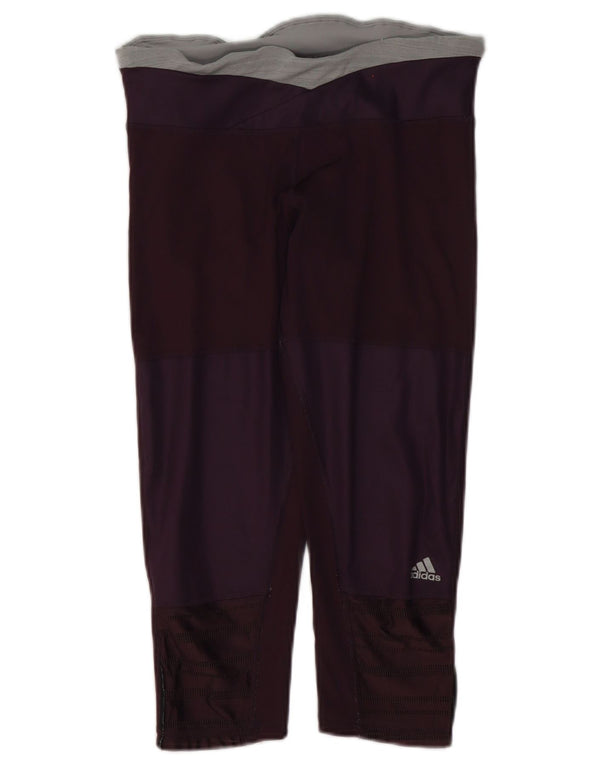 Adidas Womens Capri Leggings UK 8/10 Pequeno Roxo Colorblock Poliéster