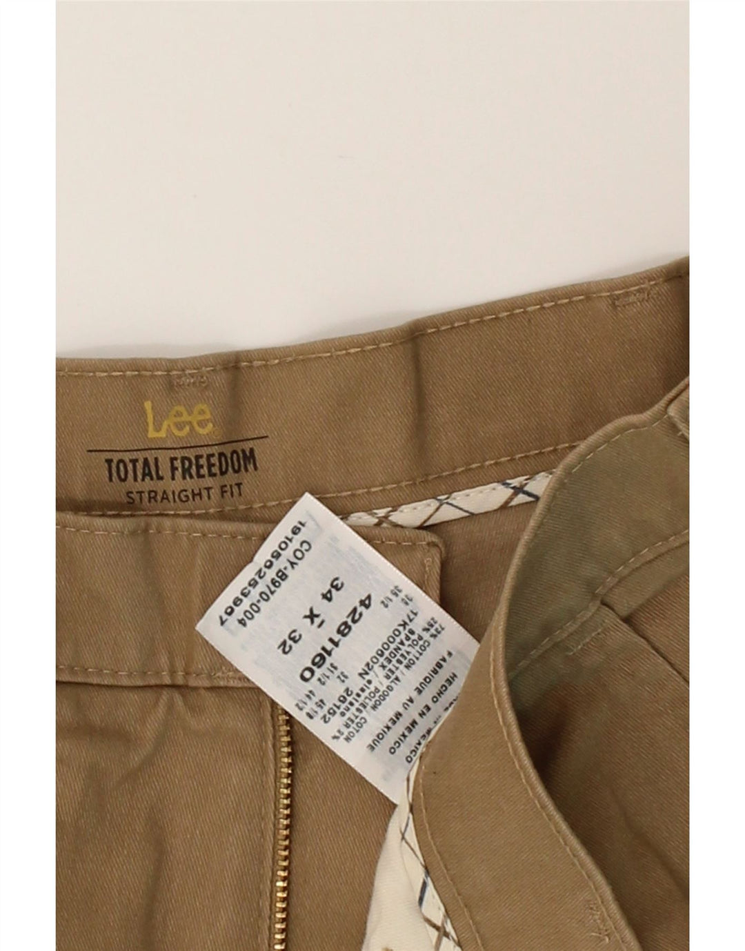 LEE Mens Straight Chino Trousers W34 L32 Beige Cotton Vintage Lee and Second-Hand Lee from Messina Hembry 