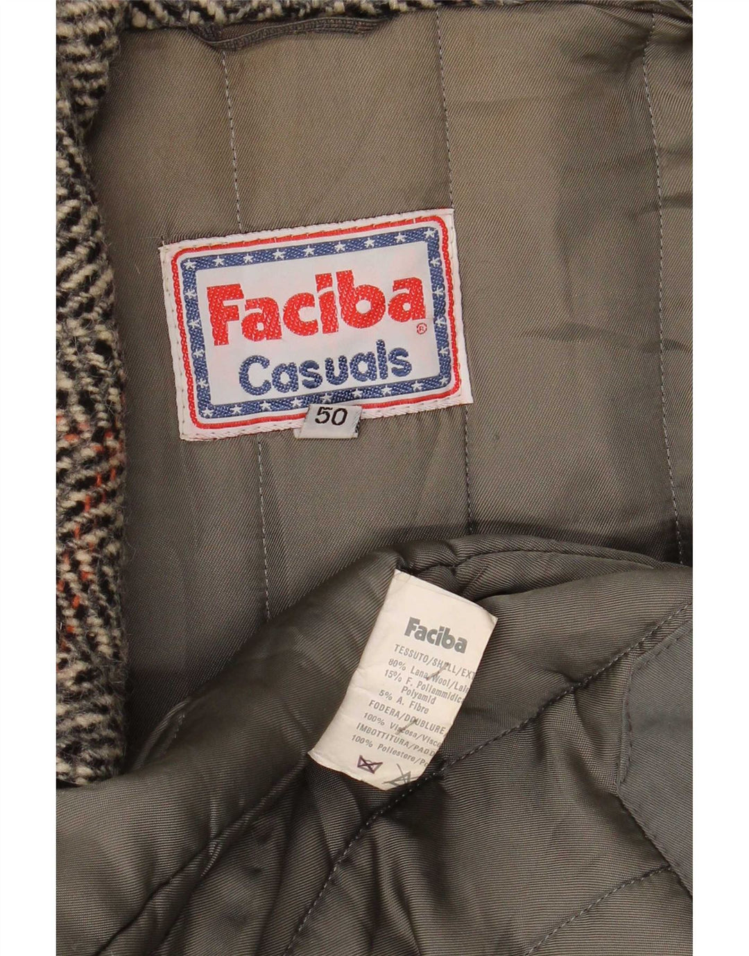 Jaqueta bomber masculina Faciba IT 50 grande lã xadrez cinza