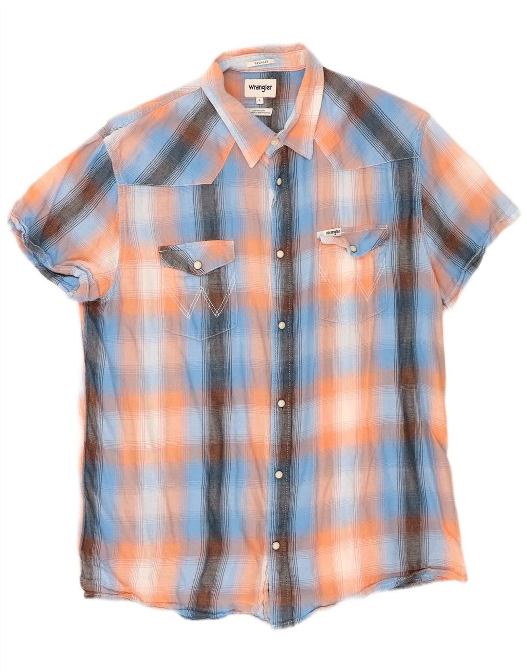 Camisa masculina Wrangler Regular Fit grande algodão xadrez multicolorido