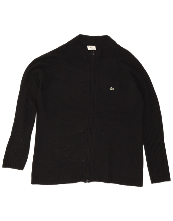 Suéter cardigã feminino Lacoste tamanho 46 XL lã preta