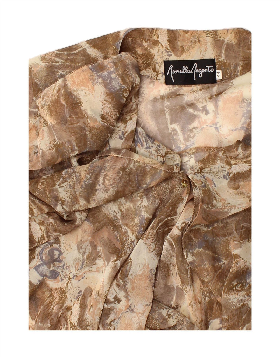 ROSSELLA ARGENTO Womens Front Tie Shirt Blouse IT 44 Medium Brown Tie Dye Vintage Rossella Argento and Second-Hand Rossella Argento from Messina Hembry 