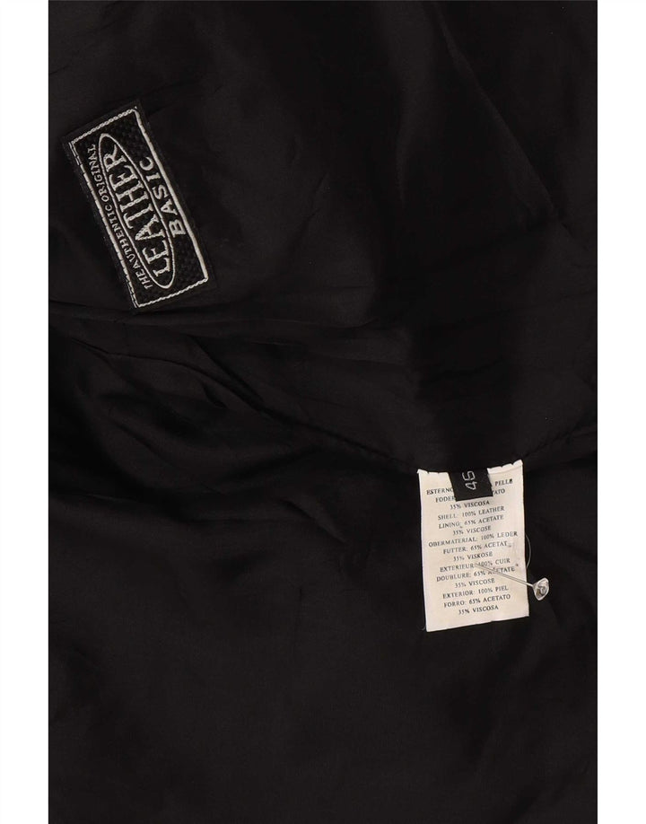 Jaqueta de couro feminina vintage IT 46 grande preta