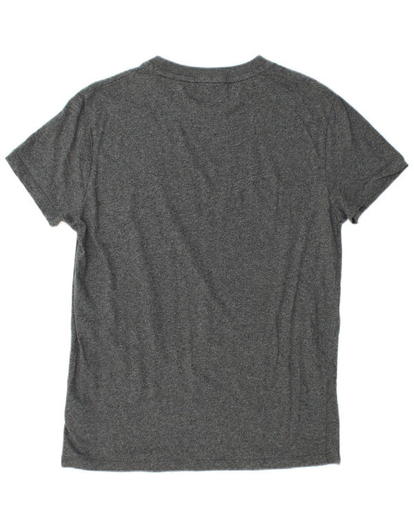 Camiseta masculina SUPERDRY Top cinza médio manchado de algodão