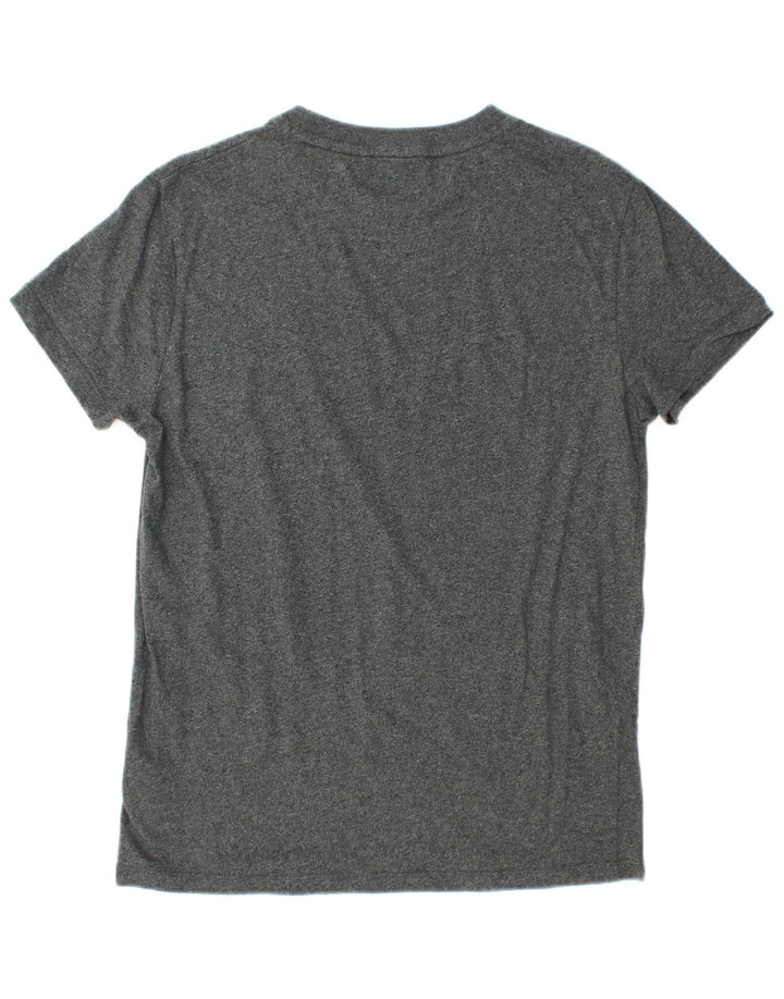 Camiseta masculina SUPERDRY Top cinza médio manchado de algodão