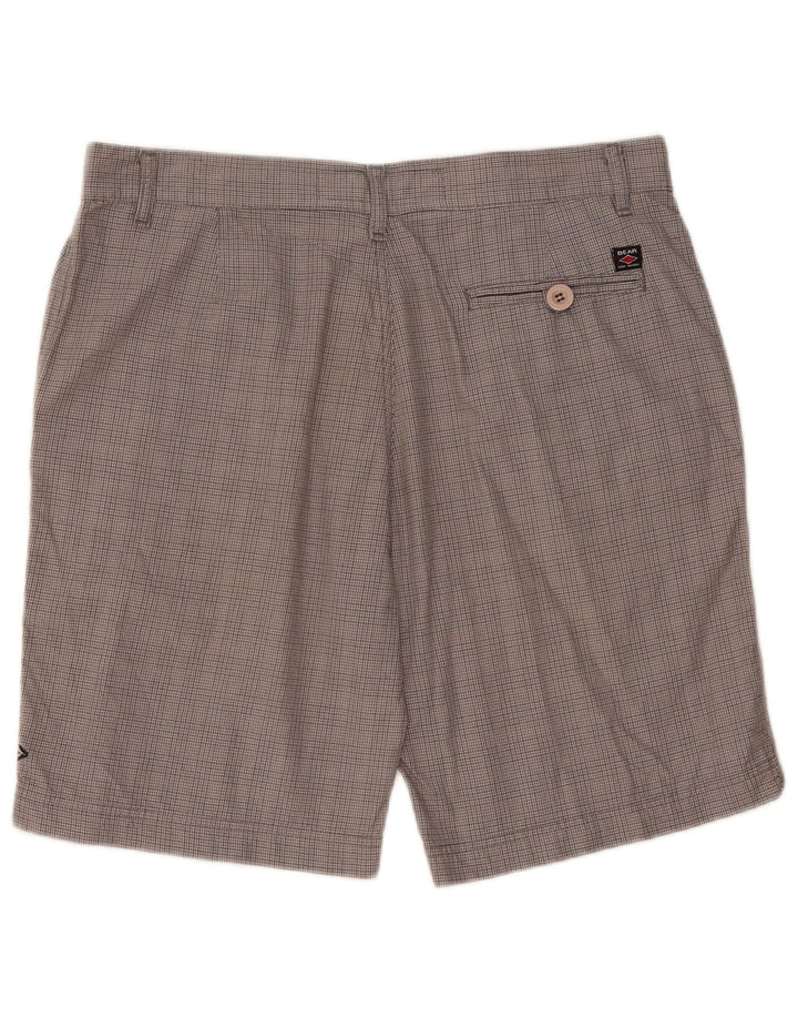 Bear Mens Chino Shorts W34 Grande Algodão Houndstooth Cinza