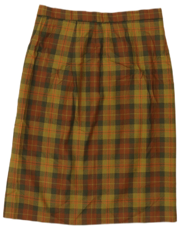 Saia reta feminina vintage W32 grande xadrez multicolorido