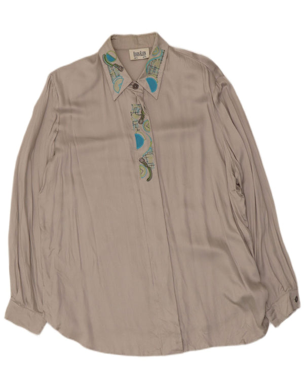 Blusa feminina Eugen Klein UK 18 XL cinza geométrica viscose