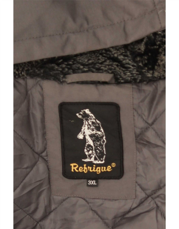 Jaqueta Parka masculina Refrigiwear com capuz UK 46 3XL cinza