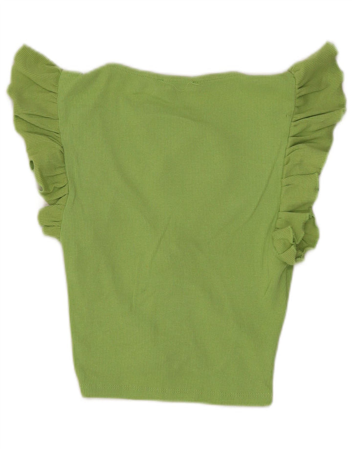 Zara Blusa Crop Feminina Top Reino Unido 8 Pequeno Verde