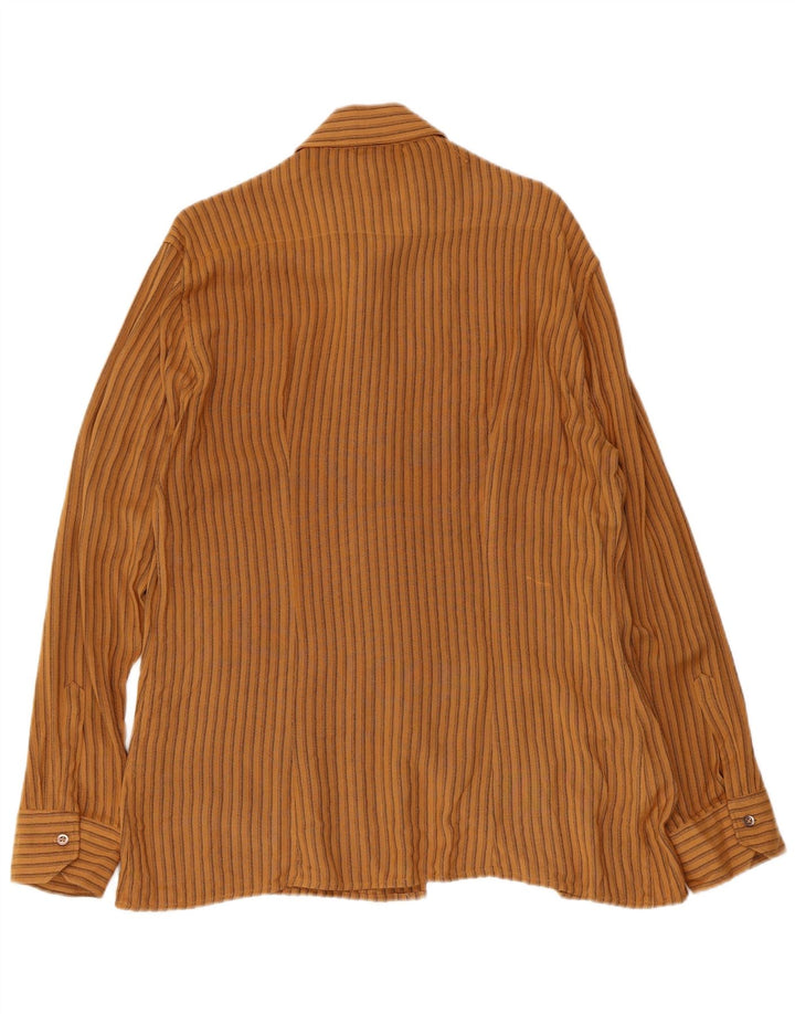 Camisa masculina vintage listrada marrom média