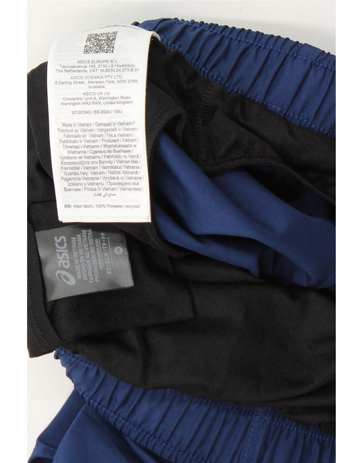 Shorts esportivos femininos ASICS UK 6 XS azul marinho poliéster