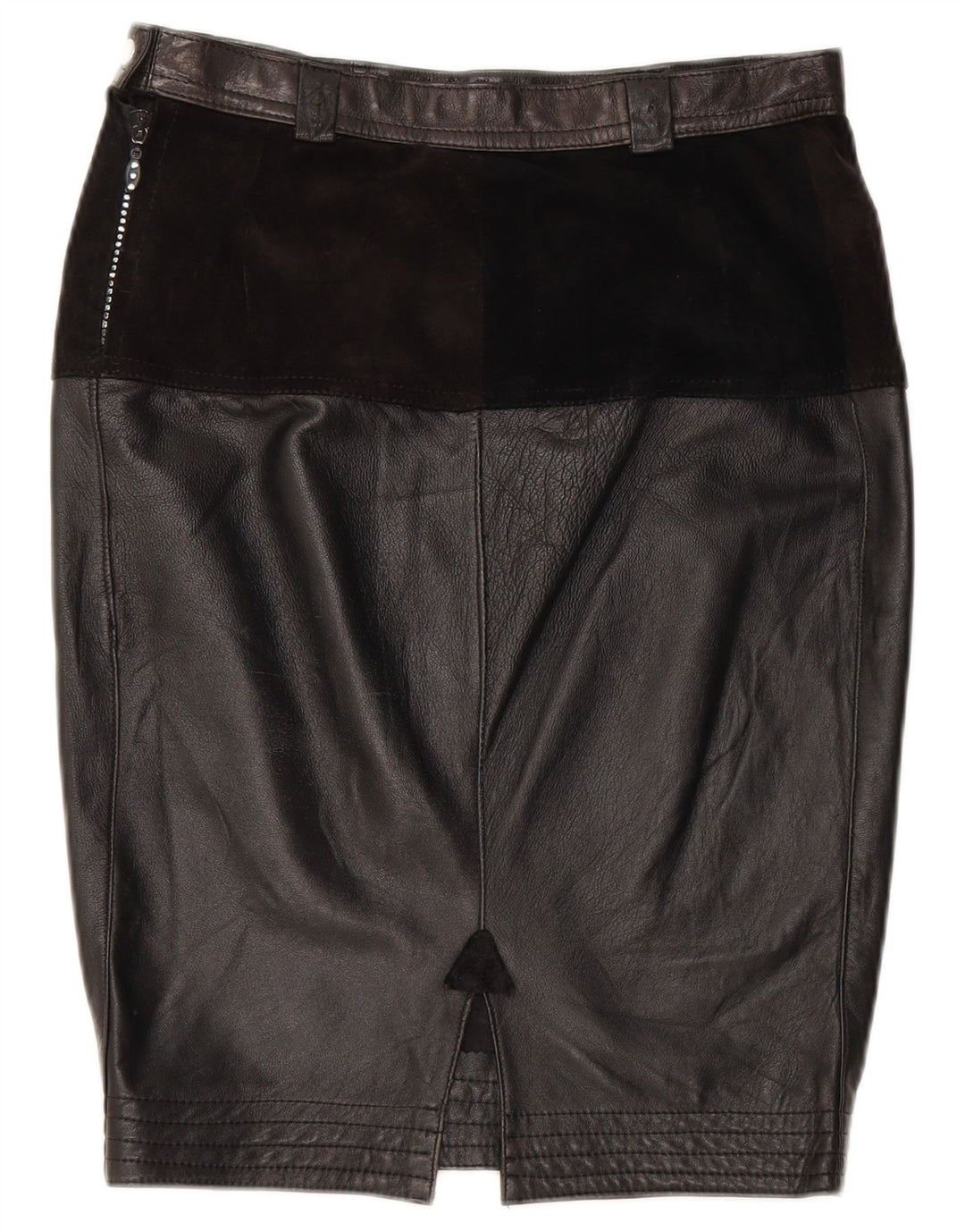 Saia feminina de couro VINTAGE média W28 preta