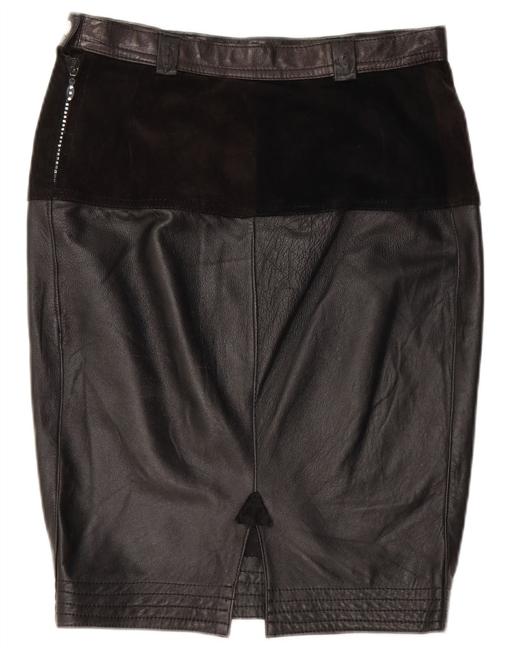 Saia feminina de couro VINTAGE média W28 preta