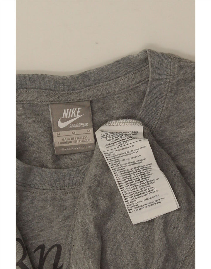 Camiseta gráfica masculina NIKE Top cinza médio algodão