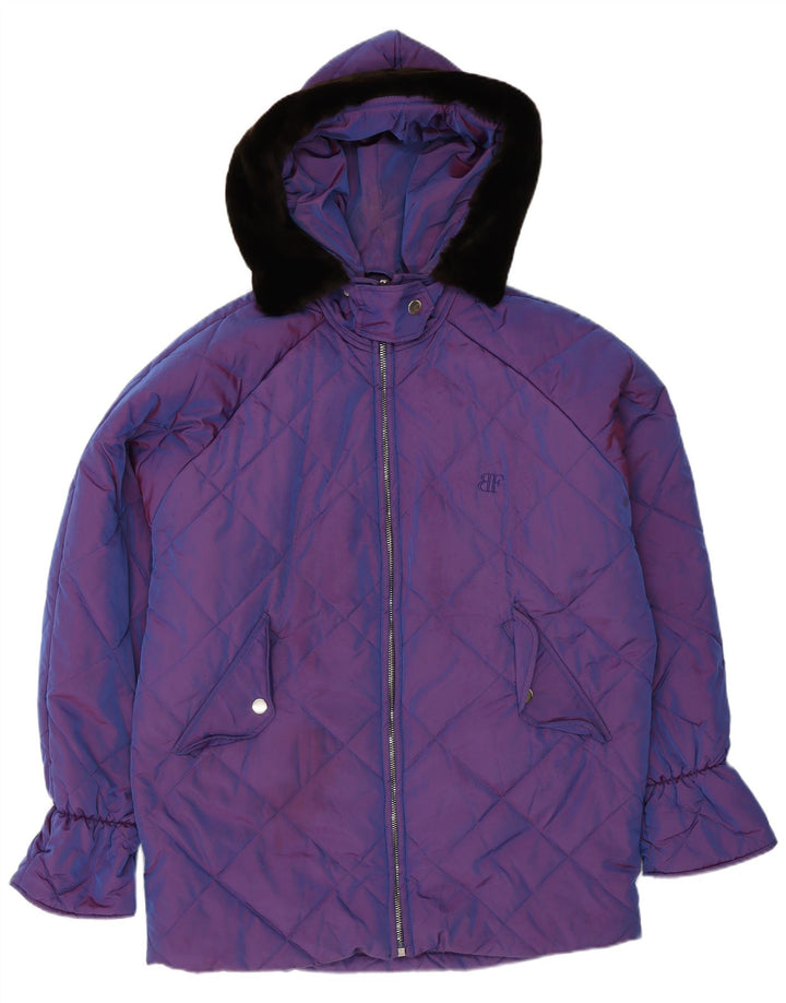 Belfe & Belfe Casaco feminino grande com capuz e acolchoado IT 44 Médio Roxo