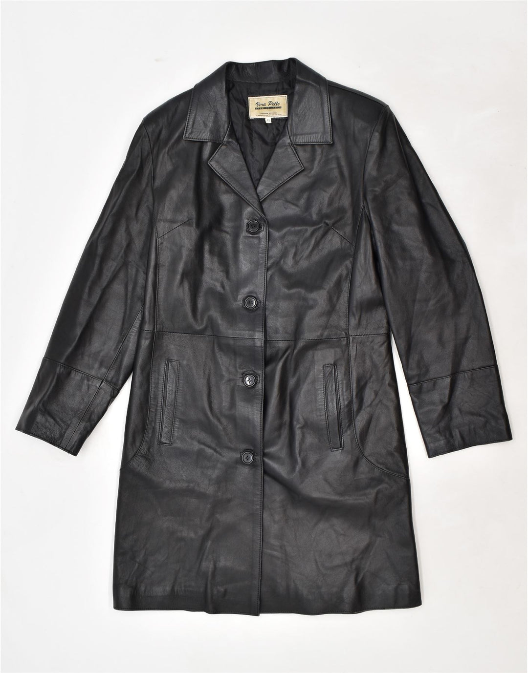Casaco de couro feminino VINTAGE IT 48 XL couro preto
