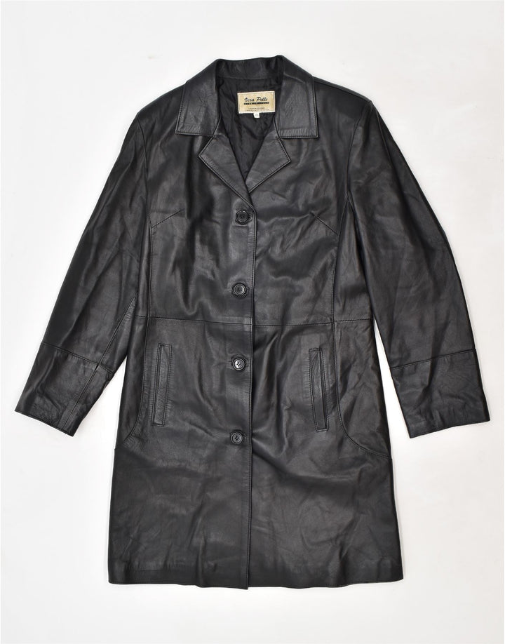 Casaco de couro feminino VINTAGE IT 48 XL couro preto