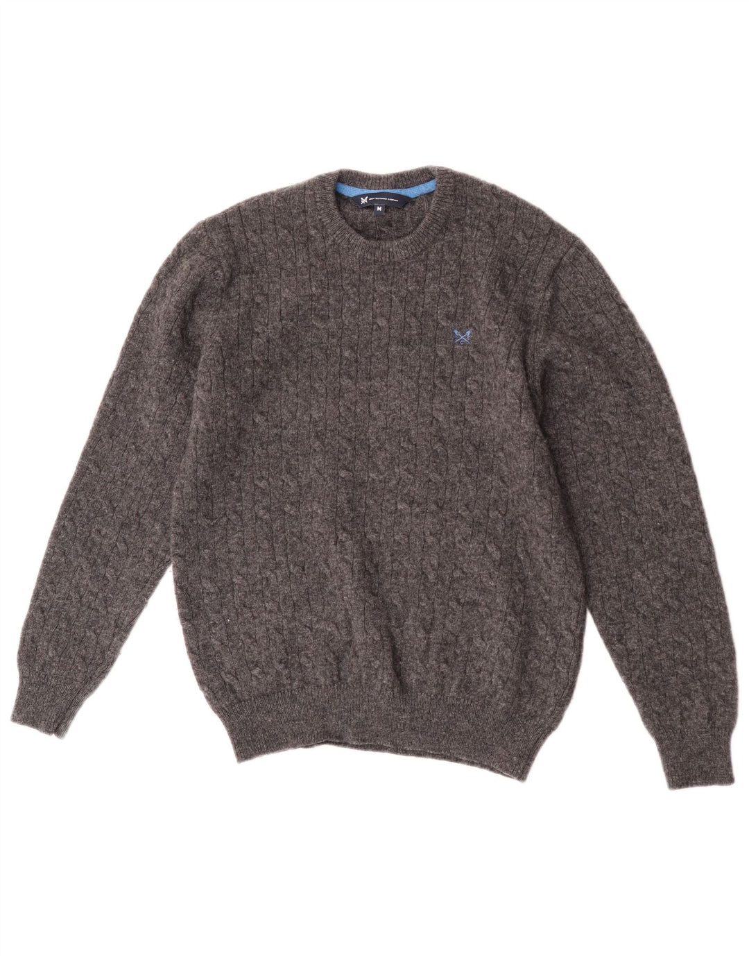 Suéter masculino Crew Clothing com gola redonda em lã de cordeiro cinza médio