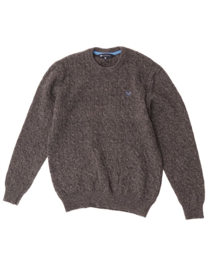 Suéter masculino Crew Clothing com gola redonda em lã de cordeiro cinza médio